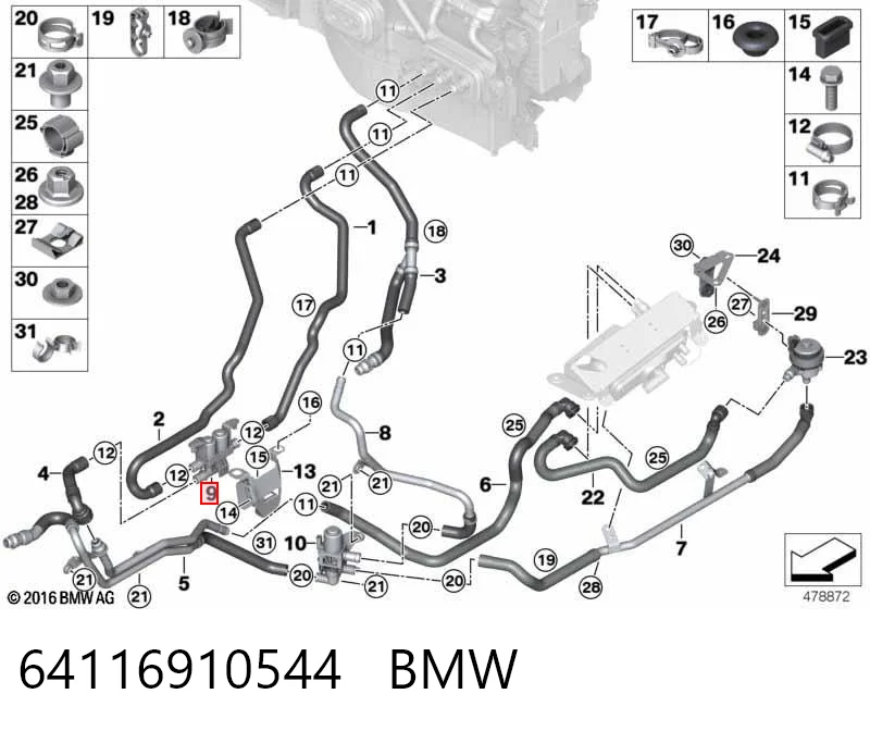 64116910544 BMW Кран пічки (обігрівача)