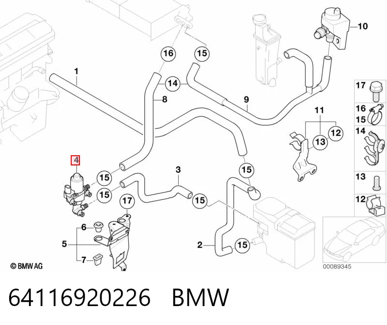 64116920226 BMW Кран пічки (обігрівача)