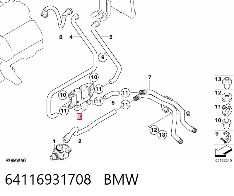 64116931708 BMW Кран пічки (обігрівача)