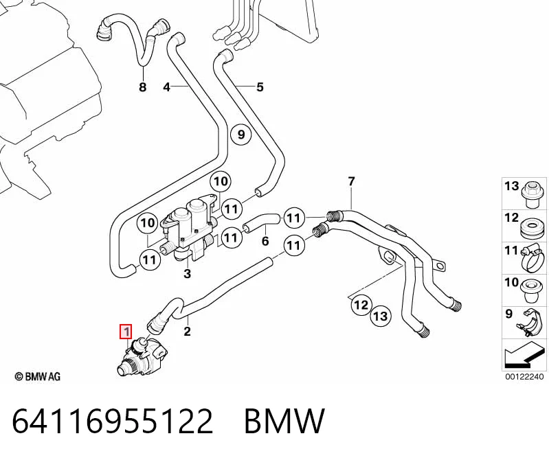 64116955122 BMW Водяний насос охолодження електро додатковий