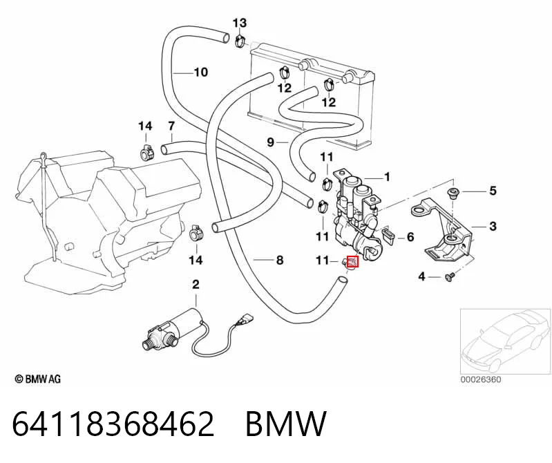 64118368462 BMW Кран пічки (обігрівача)