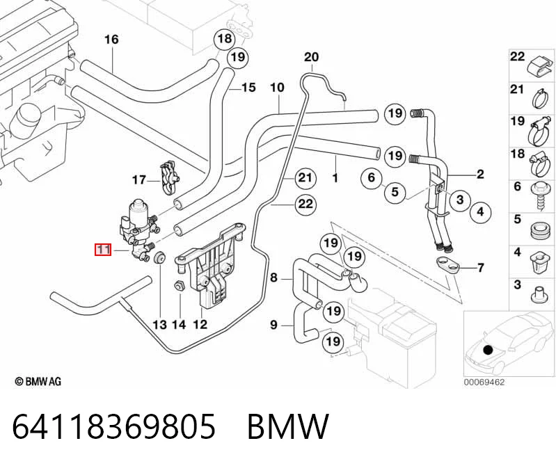 64118369805 BMW Кран пічки (обігрівача)