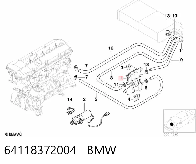 64118372004 BMW Кран пічки (обігрівача)