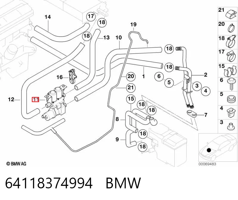 Купити Кран пічки BMW 7  E38