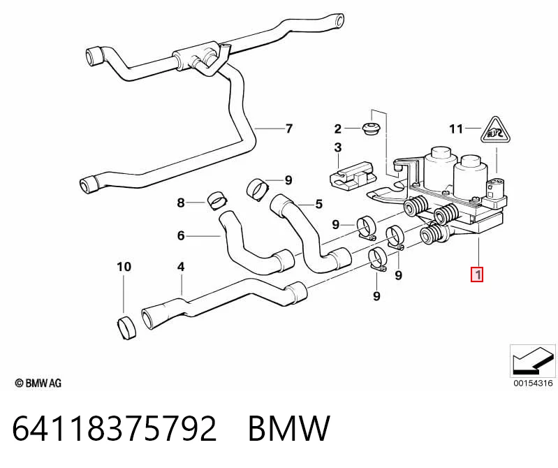 64118375792 BMW Кран пічки (обігрівача)