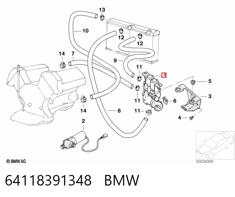64118391348 BMW Кран пічки (обігрівача)