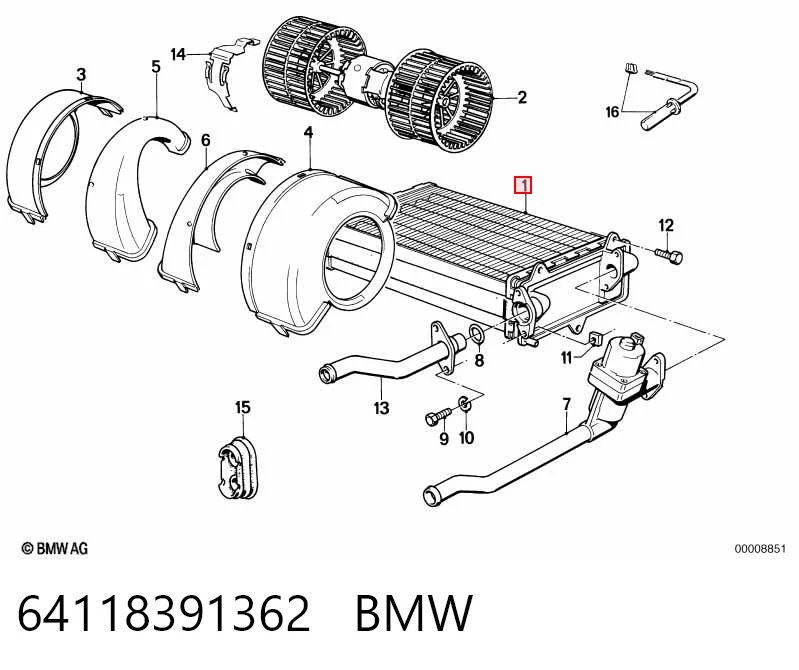64118391362 BMW Радіатор опалювача салону