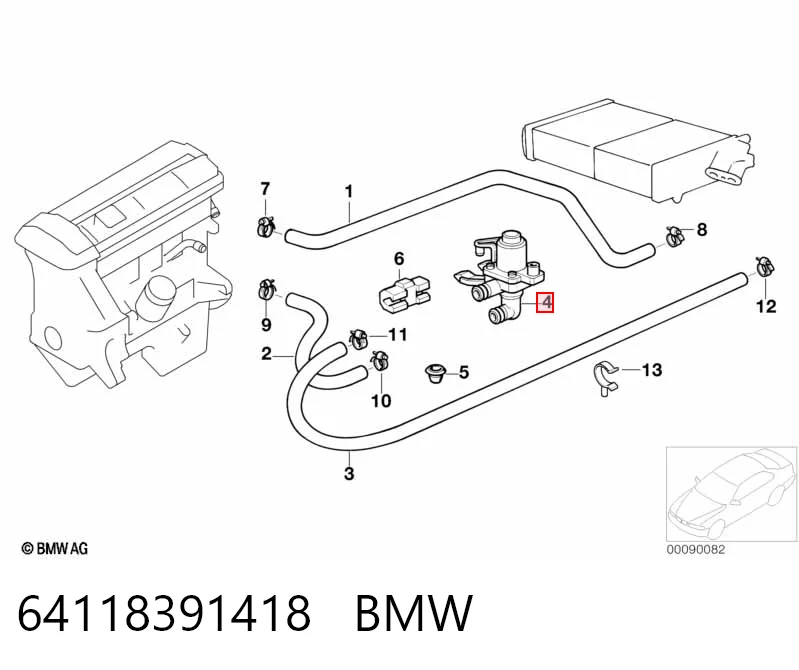 64118391418 BMW Кран пічки (обігрівача)