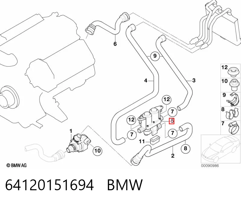 64120151694 BMW Кран пічки (обігрівача)