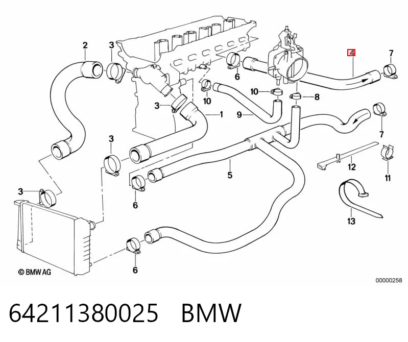 Патрубок термостата BMW 5 