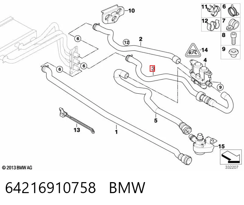 64216910758 BMW Шланг/патрубок радіатора охолодження, нижній