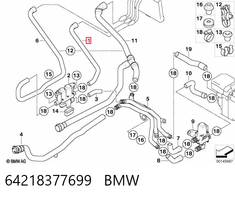 64218377699 BMW Шланг термостата