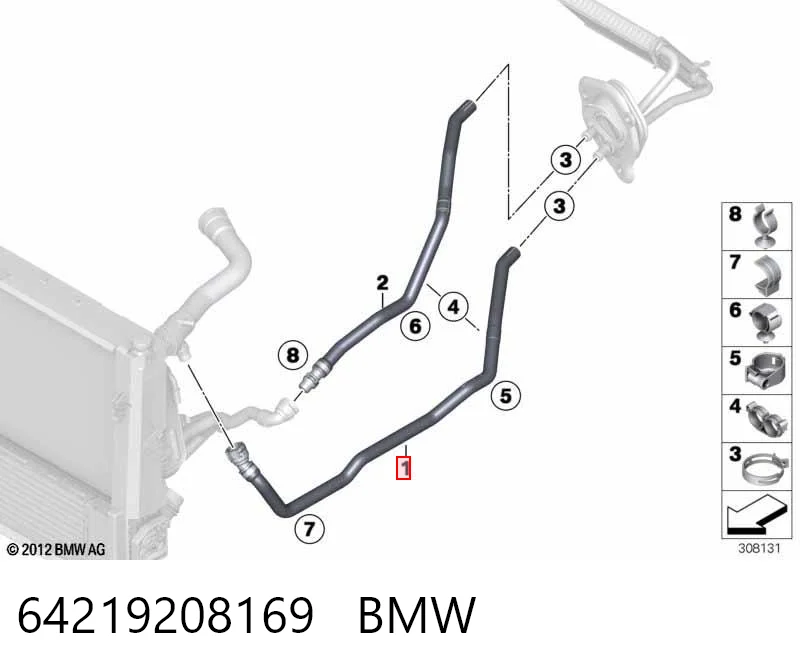 9208169 BMW Шланг радіатора опалювача/грубки, подача