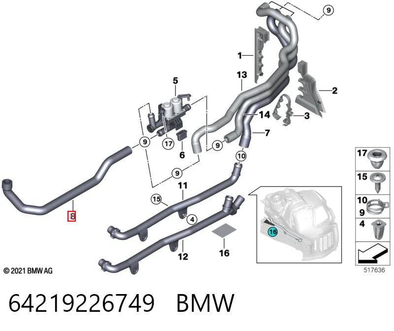 64219226749 BMW Шланг термостата