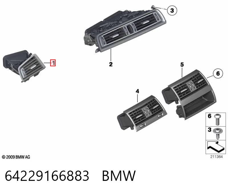 64229166883 BMW Решітка вентиляції салону на "торпедо", ліва