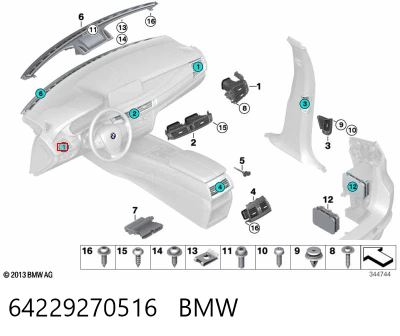 64229270516 BMW Решітка вентиляції салону на "торпедо", ліва