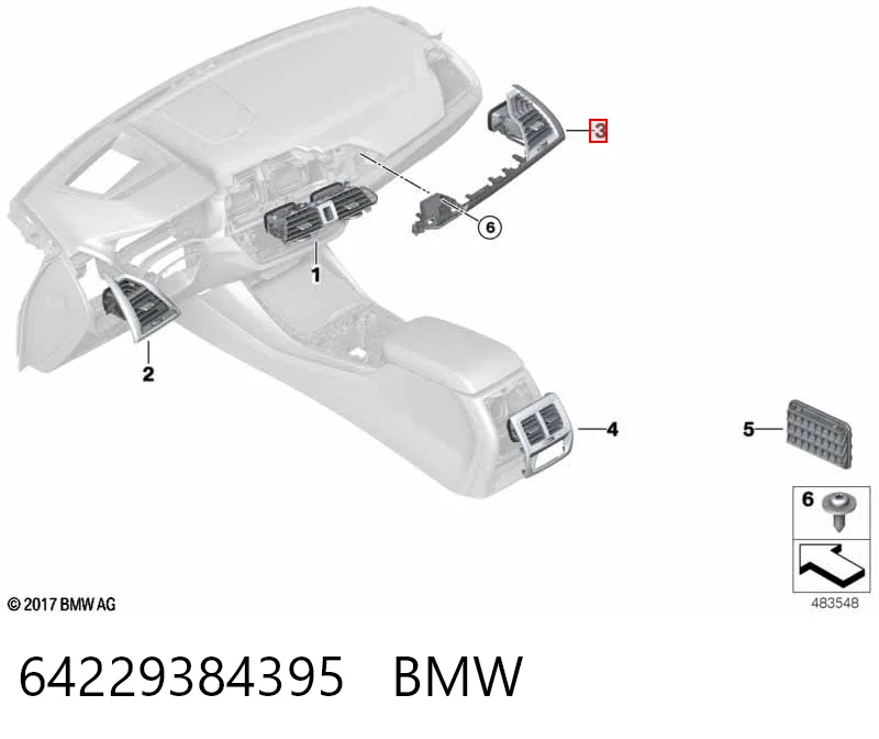 64229384395 BMW Решітка повітропровода права