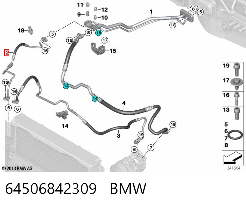 Купити 6842309 BMW Шланг кондиціонера, від радіатора до випарника