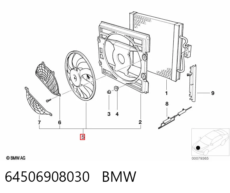 64506908030 BMW Дифузор радіатора кондиціонера, в зборі з крильчаткою і двигуном