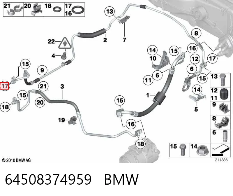 64508374959 BMW Кільце ущільнювальне трубки кондиціонера