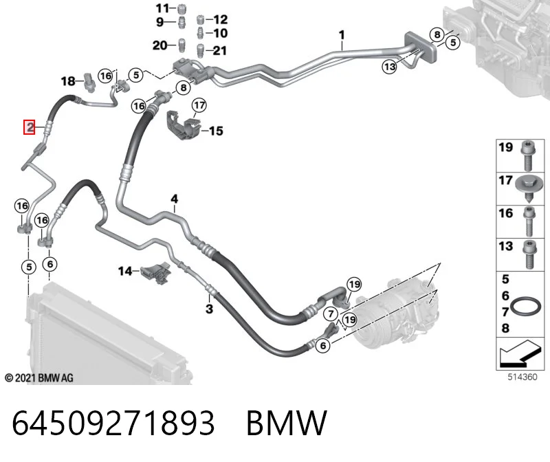 Шланг кондиціонера, від радіатора до випарника 6842309 BMW