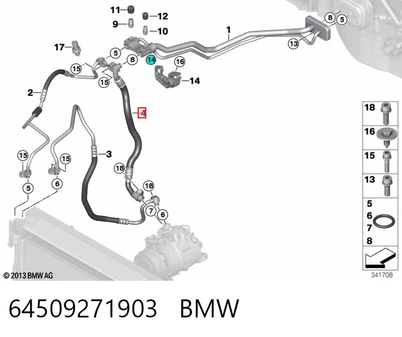 9271903 BMW Шланг кондиціонера, від випарника до компресора