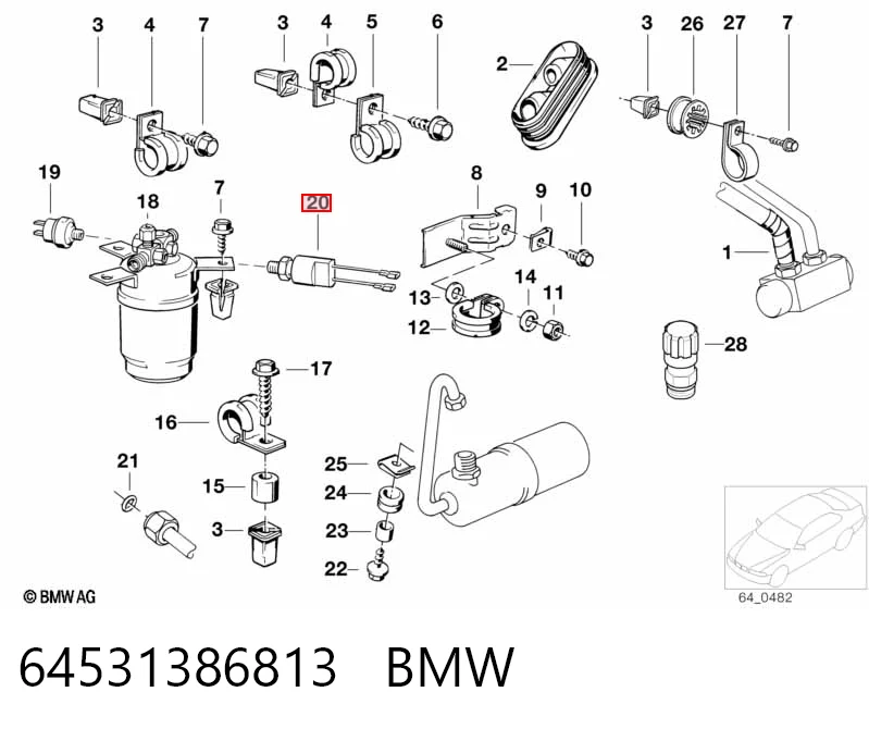 Датчик абсолютного тиску кондиціонера BMW 3 седан (E30) (1982 - 1992) ціна, від 19.72 USD