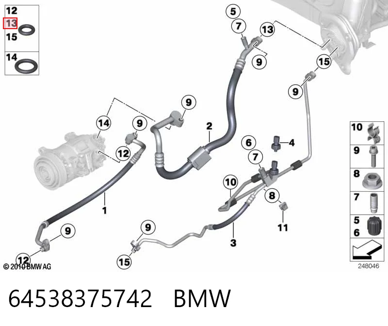 64538375742 BMW Кільце ущільнювальне трубки кондиціонера