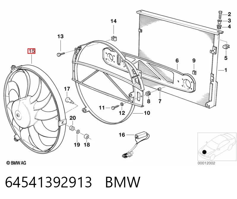 64541392913 BMW Вентилятор радіатора кондиціонера