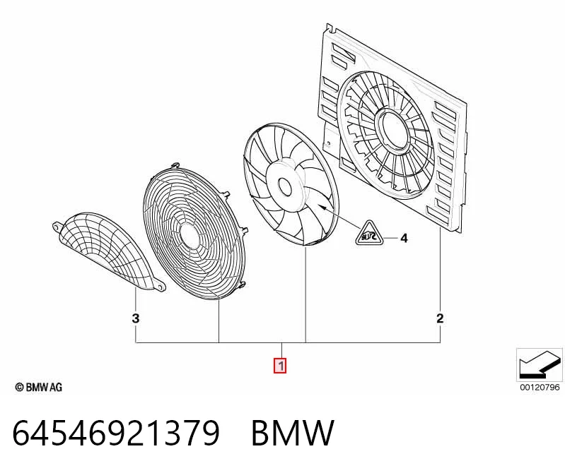 64546921379 BMW Електровентилятор кондиціонера в зборі (двигун + крильчатка)