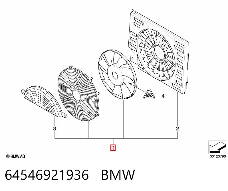 64546921936 BMW Електровентилятор кондиціонера в зборі (двигун + крильчатка)