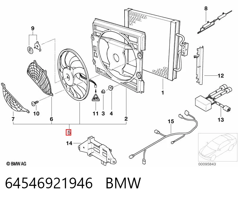64546921946 BMW Дифузор радіатора кондиціонера, в зборі з крильчаткою і двигуном