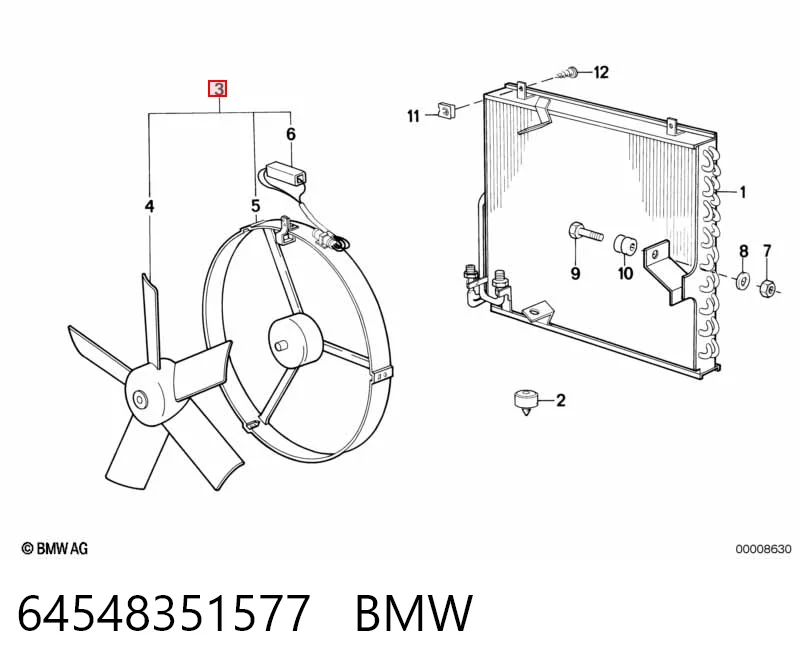 64548351577 BMW Вентилятор / крильчатка радіатора кондиціонера