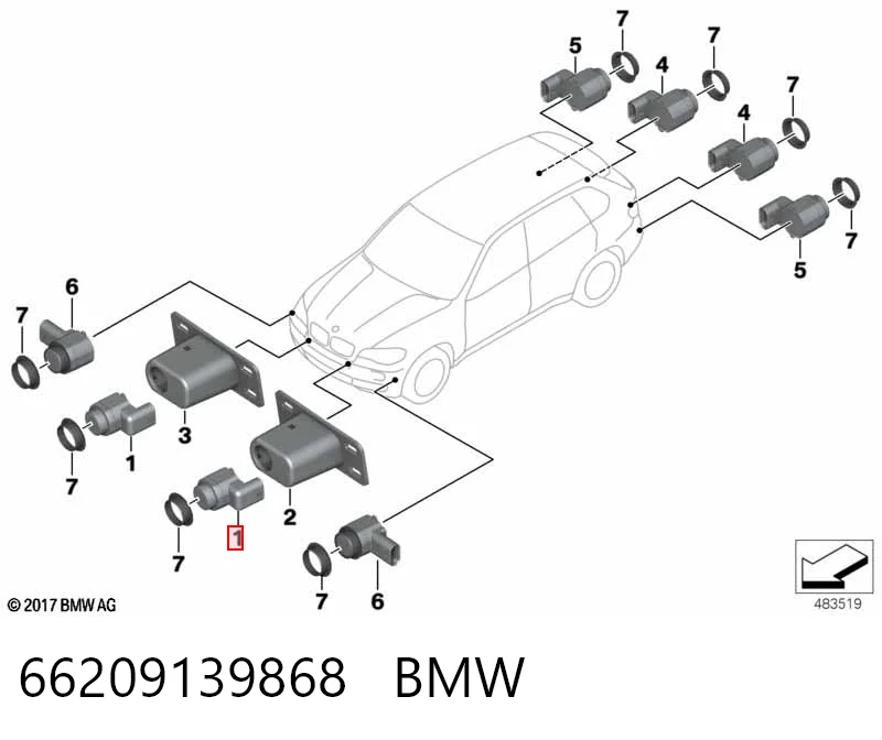66209139868 BMW Датчик сигналізації парковки (парктронік), передній боковий
