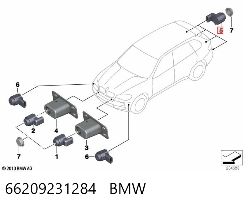 66209231284 BMW Датчик сигналізації паркування (парктронік), передній бічний