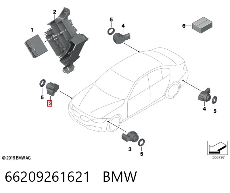 66209261621 BMW Датчик сигналізації парковки (парктронік), передній / задній, бічний