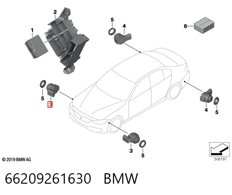 66209261630 BMW Датчик сигналізації парковки (парктронік), передній / задній, бічний