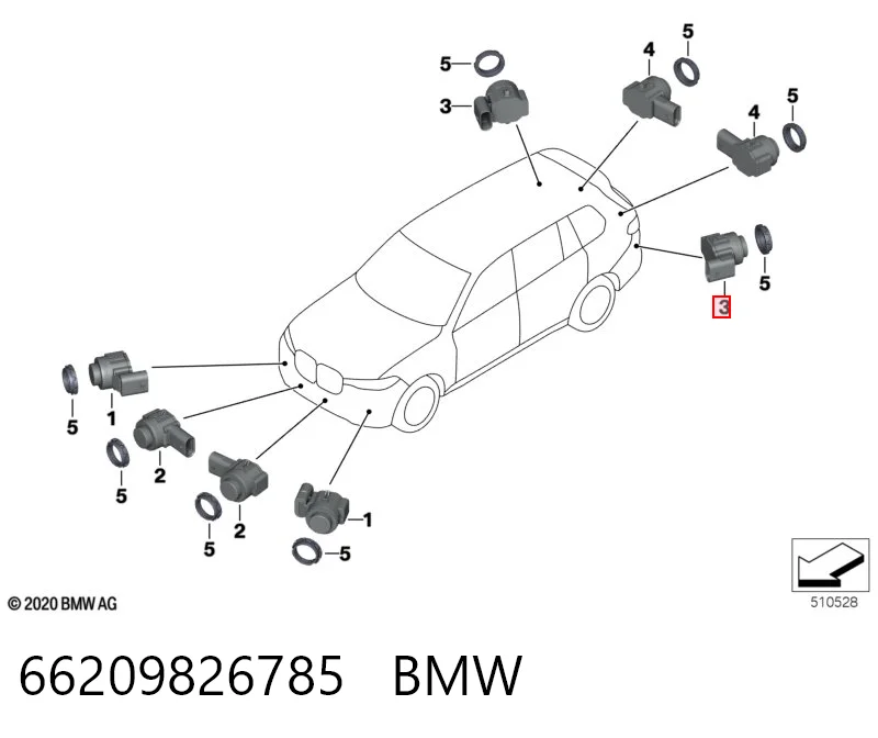 66209826785 BMW Датчик сигналізації парковки (парктронік), передній боковий