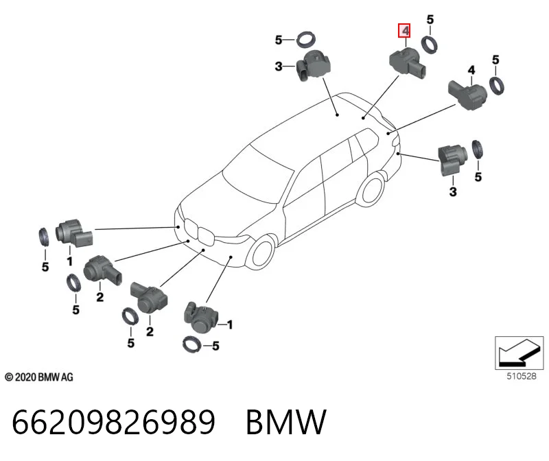 66209826989 BMW Датчик сигналізації паркування (парктронік), задній бічній