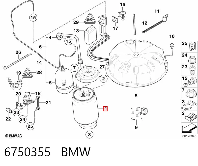 6750355 BMW Пневмоподушка/пневморессора моста заднього