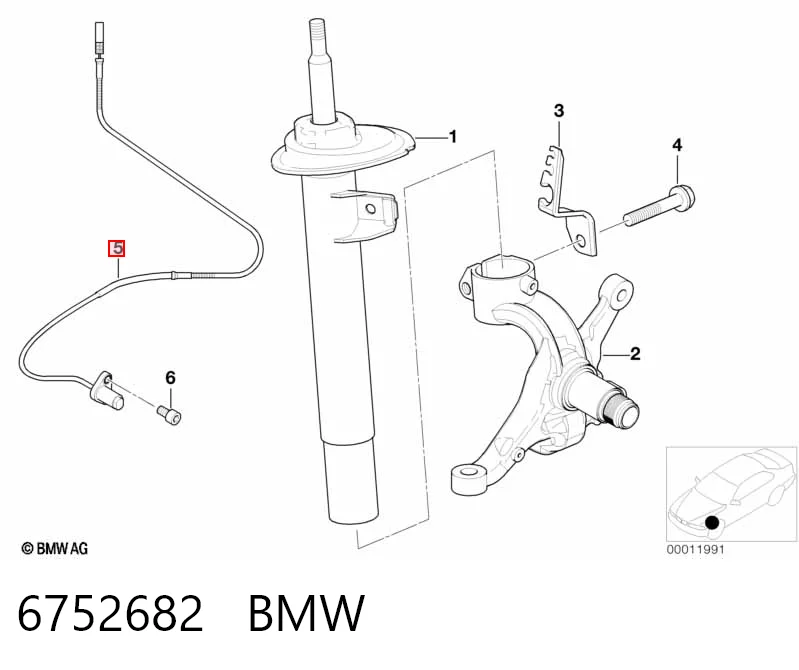6752682 BMW Датчик АБС (ABC) передній, правий