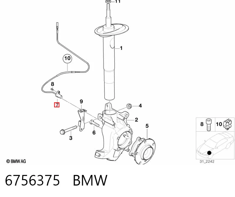 6756375 BMW Датчик АБС