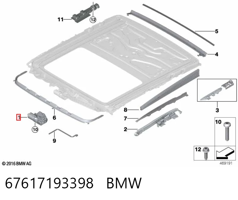 67617193398 BMW Мотор приводу люка