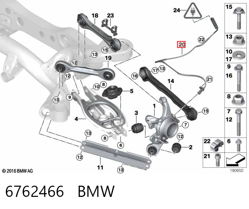 6762466 BMW Датчик АБС (ABS) задній