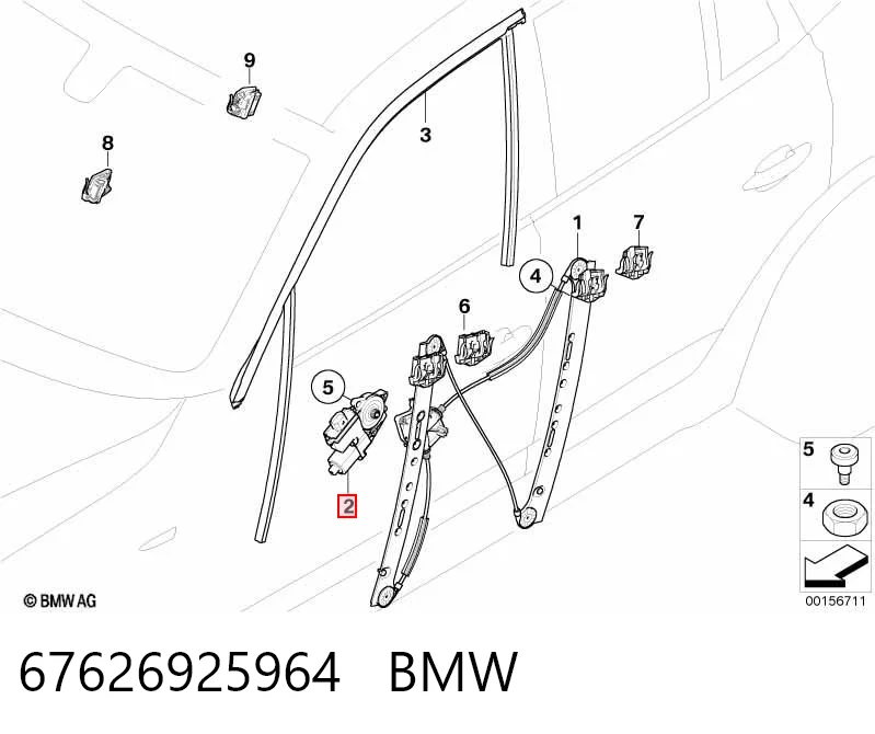 67626925964 BMW Мотор склопідйомника дверей передніх, правих