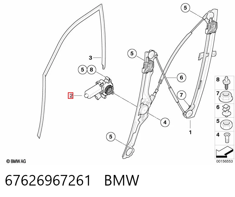 67626967261 BMW Мотор склопідйомника водійських дверей