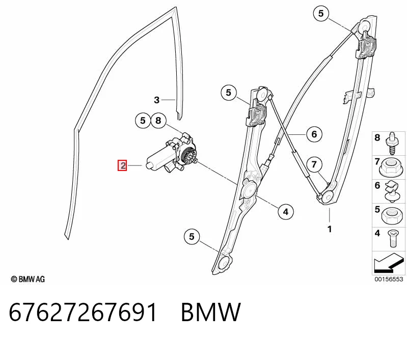 67627267691 BMW Мотор склопідйомника водійських дверей