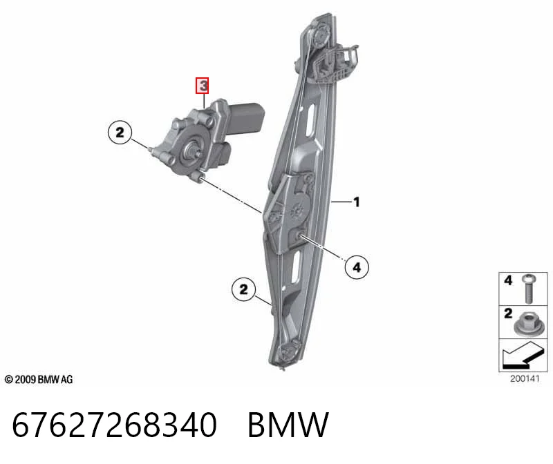 2990432 BMW Моторчик склопідйомника двері задніх, правих