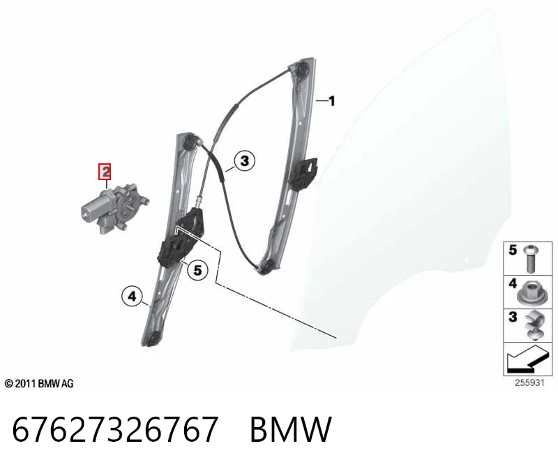 67627326767 BMW Мотор склопідйомника водійських дверей