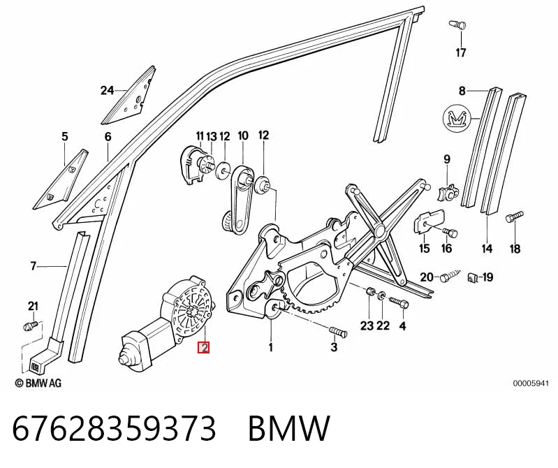 67628359373 BMW Мотор склопідйомника водійських дверей